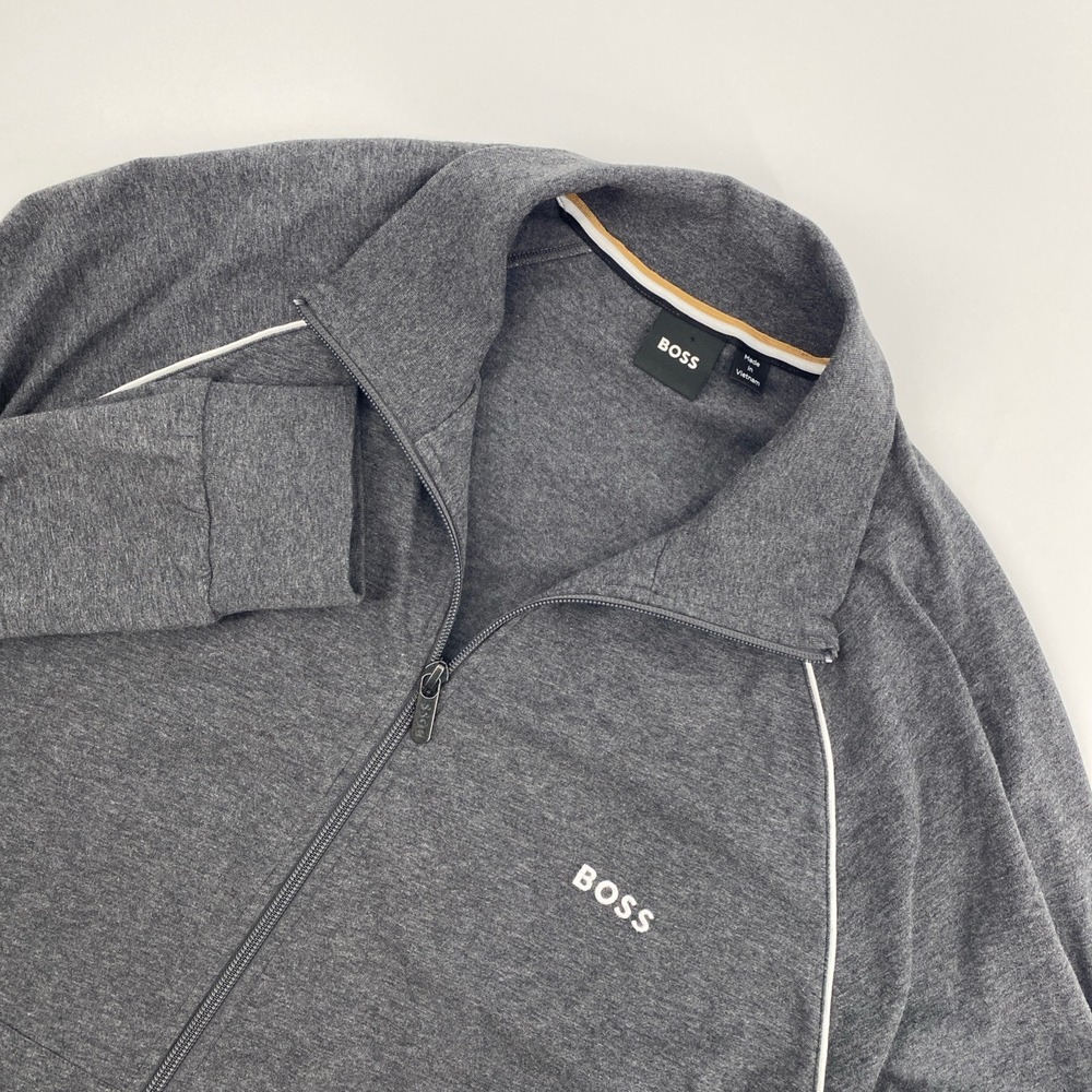 Hugo Boss Mix Match Jacket Z Mens Size M Grey Full Zip Track Mock Neck Piping